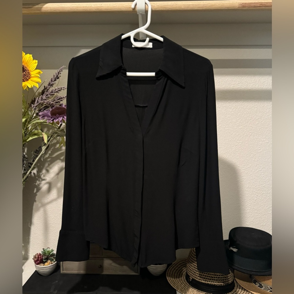Mango Black long sleeve blouse
